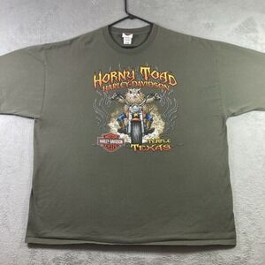 Harley Davidson Shirt Adult 3XL Green Horny Toad Temple Texas Biker Motorcycle